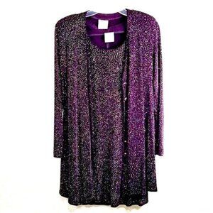 RABBIT DESIGNS Vintage Dress & Jacket Womens 6 Purple Glitter y2k Weddin…